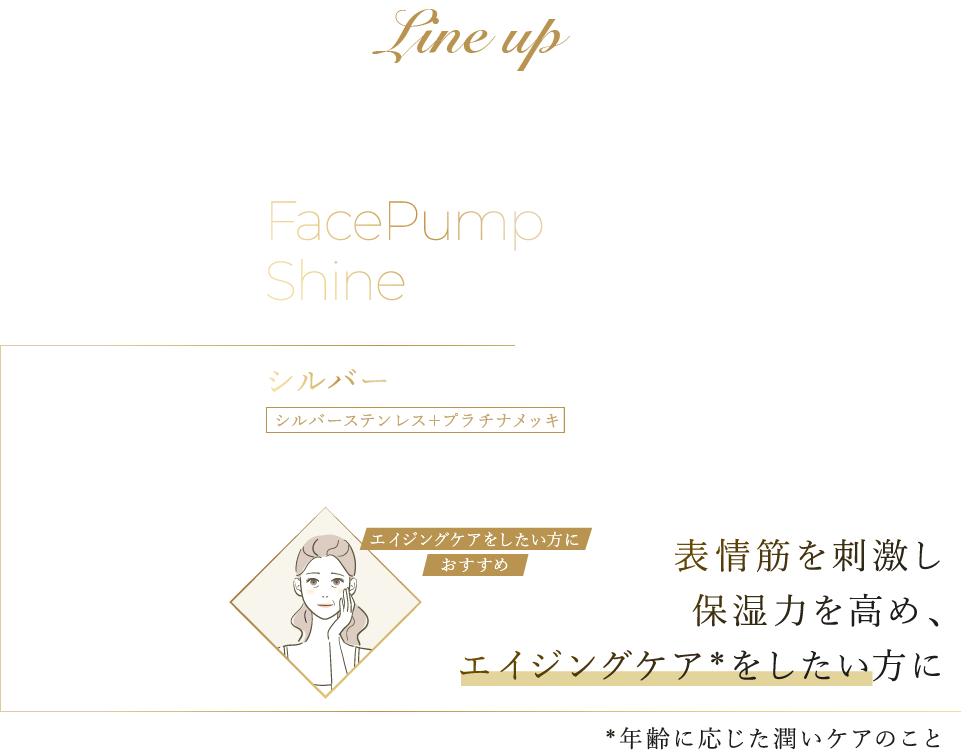 Line up FacePump Premium ブラック ステンレス＋純金メッキ