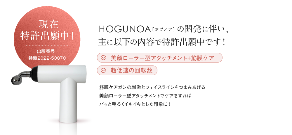 HOGUNOA ホグノアの開発に伴い、主に以下の内容で特許出願中です！